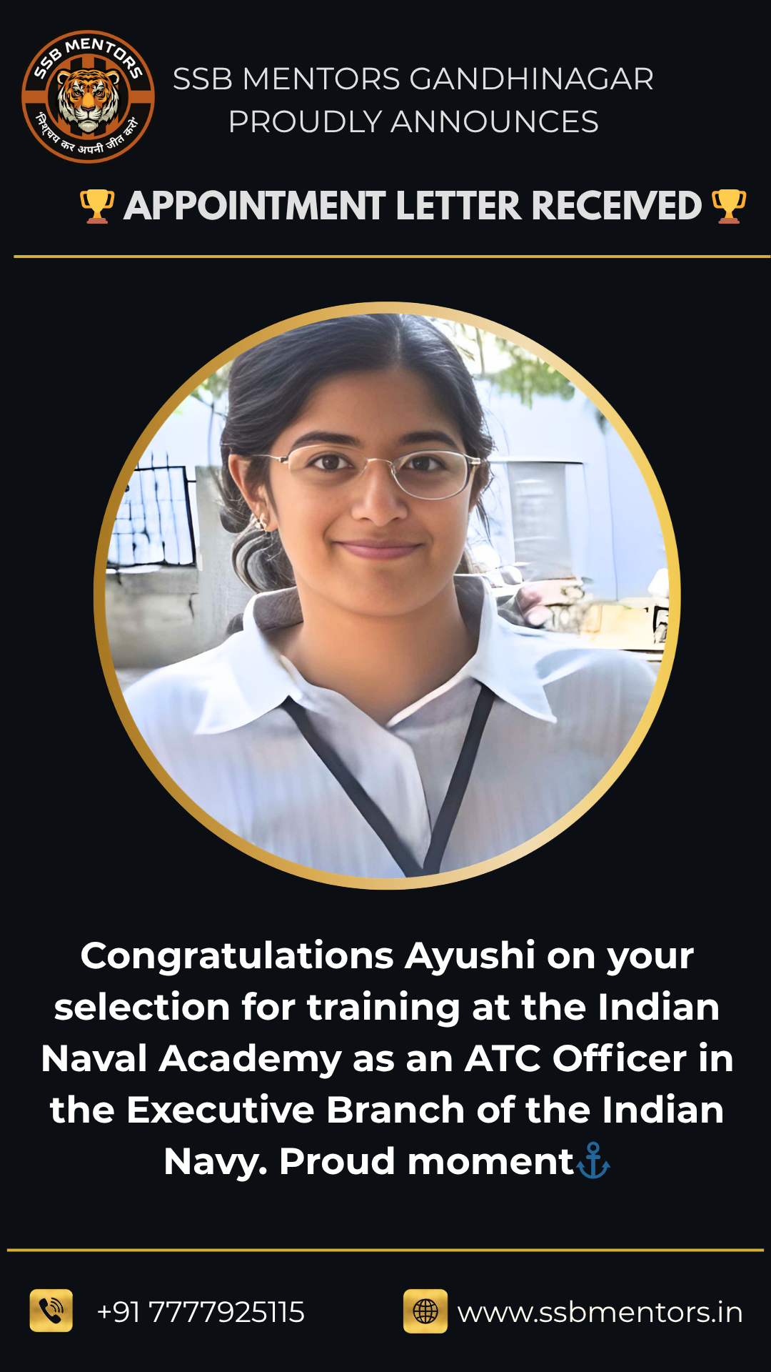SSB Mentors recommended candidate success story
